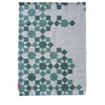 Stylish green multi-color polyester digital printed rug DD 008, 60x90cm, designed to elevate bedroom decor with contemporary flair by Ramsha Carpets.