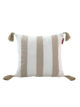 Chic 45x45cm decorative cushion with tassels, polyester filler, white and light beige, Design Code CS-136, perfect for outdoor settings by Ramsha Home.