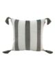 Chic 45x45cm polyester cushion with modern design and tassels, cafe white and grey, CS-139, perfect for enhancing cafe decor by Ramsha Home.