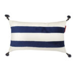 Chic 30x50cm polyester cushion with tassel accents in cafe white and blue, CS-137, ideal for enhancing window seats by Ramsha Home.