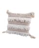 Luxurious 45x45cm natural color cushion with embroidery and tassels, cotton and acrylic blend, CS-152, ideal for enhancing bed and couch by Ramsha Home.