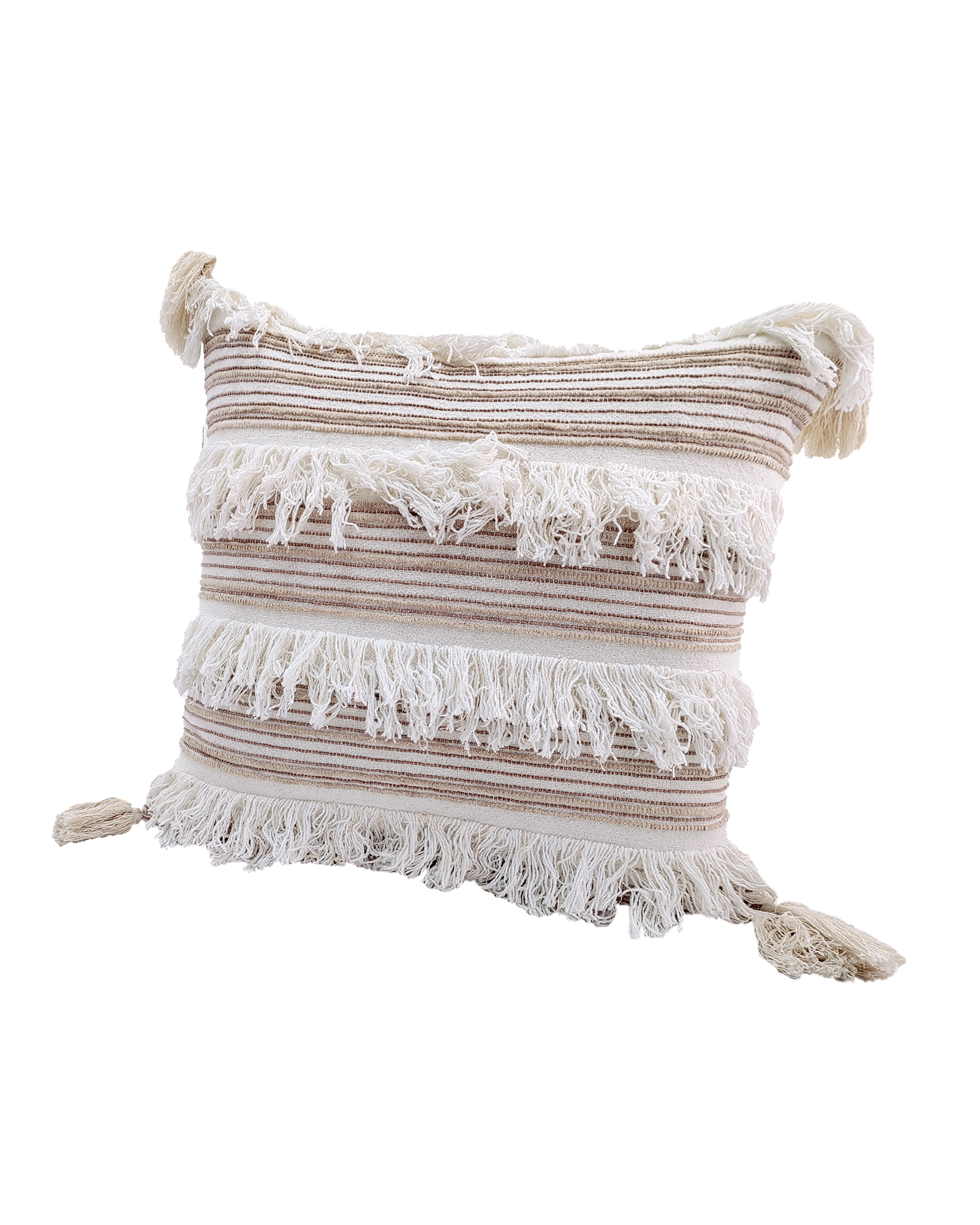 Luxurious 45x45cm Natural Cotton and Acrylic Cushion with Embroidery and Tassels (CS-152) for Bed and Couch by Ramsha Home Luxurious 45x45cm natural color cushion with embroidery and tassels, cotton and acrylic blend, CS-152, ideal for enhancing bed and couch by Ramsha Home.