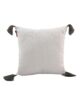 Modern 45x45cm polyester cushion with tassel accents in cafe white and grey, CS-139, ideal for window seats by Ramsha Home.
