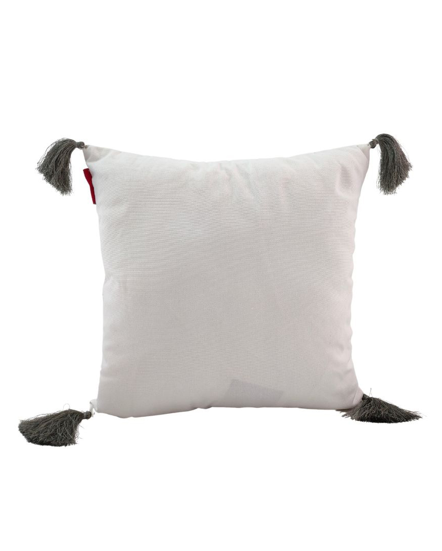 Modern 45x45cm Polyester Cushion with Tassels for Window Seat (CS-139) by Ramsha Home Modern 45x45cm polyester cushion with tassel accents in cafe white and grey, CS-139, ideal for window seats by Ramsha Home.