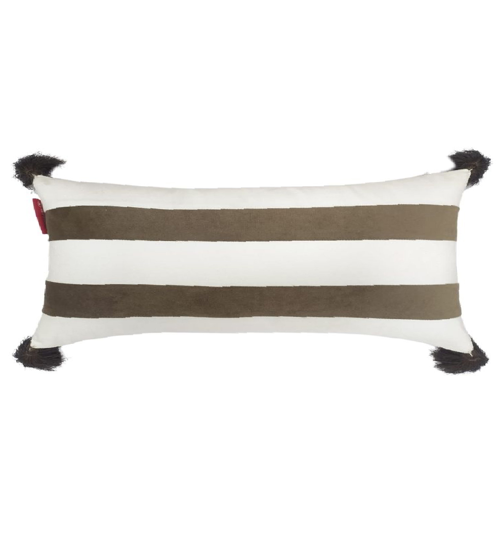 zahid White & Brown Color Polyester Cushion with Filler for Indoor and Outdoor Use - CS 138 (30x50cm) - الصورة 1