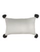 Stylish 30x90cm white and brown polyester cushion with tassels and filler, CS-138, perfect for indoor and outdoor decor by Ramsha Home.