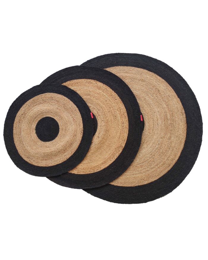 Luxurious Handmade Natural & Black Color Braided Jute Round Rug - BR 003 - Image 5