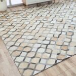 Contemporary indoor decor leather and wool rug LR 002 - 170x240cm by Ramsha Home