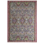 Colorful 170x240cm digital printed rug, DD 001, with a multi-color pattern designed to enhance bedroom interiors by Ramsha Home.