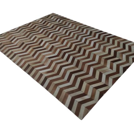Plush tan leather rug LR 003 for entryway decor, 140x200cm
