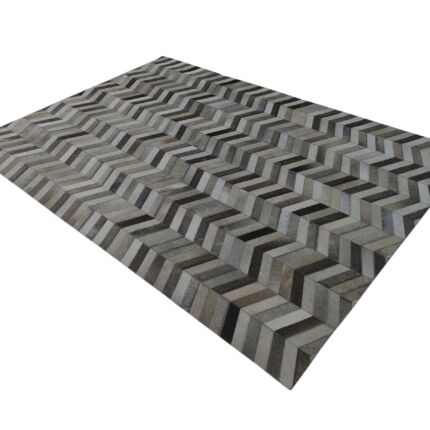 Dining room grey leather rug LR 003, 200x300cm