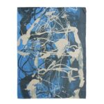 Elegant blue color living room digital printed rug DD 039, 150x210cm, designed to provide a refined and polished look to your interior by Ramsha Carpets.