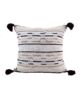 Chic 45x45cm cushion with embroidery and tassels in white, made of cotton and acrylic, CS-151, ideal for bed and couch decor by Ramsha Home.
