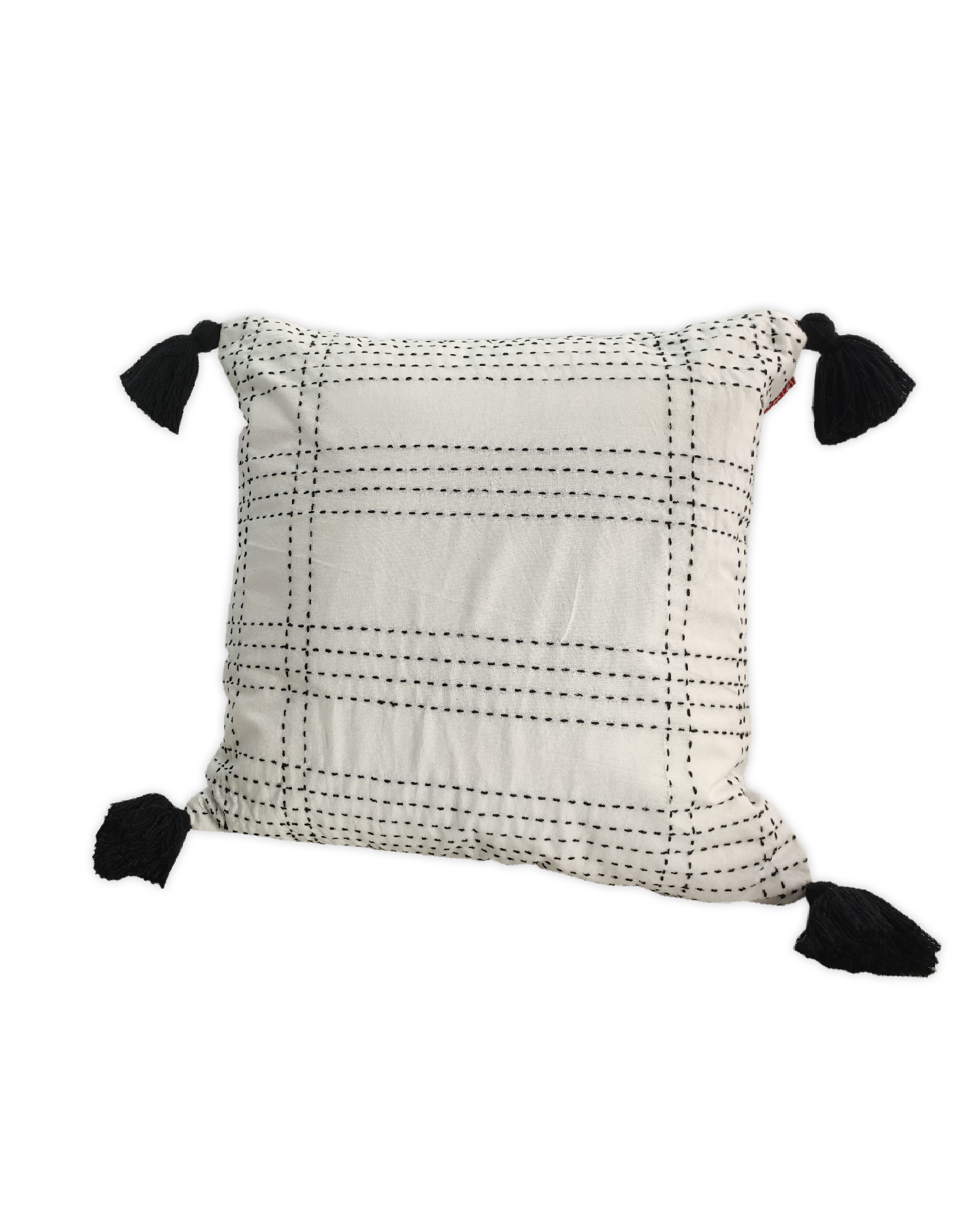 16643631688233-1 White & Blue Color Cotton Cushion with Filler for Couch, Sofa, Floor - CS 193 (45x45cm) - الصورة 2