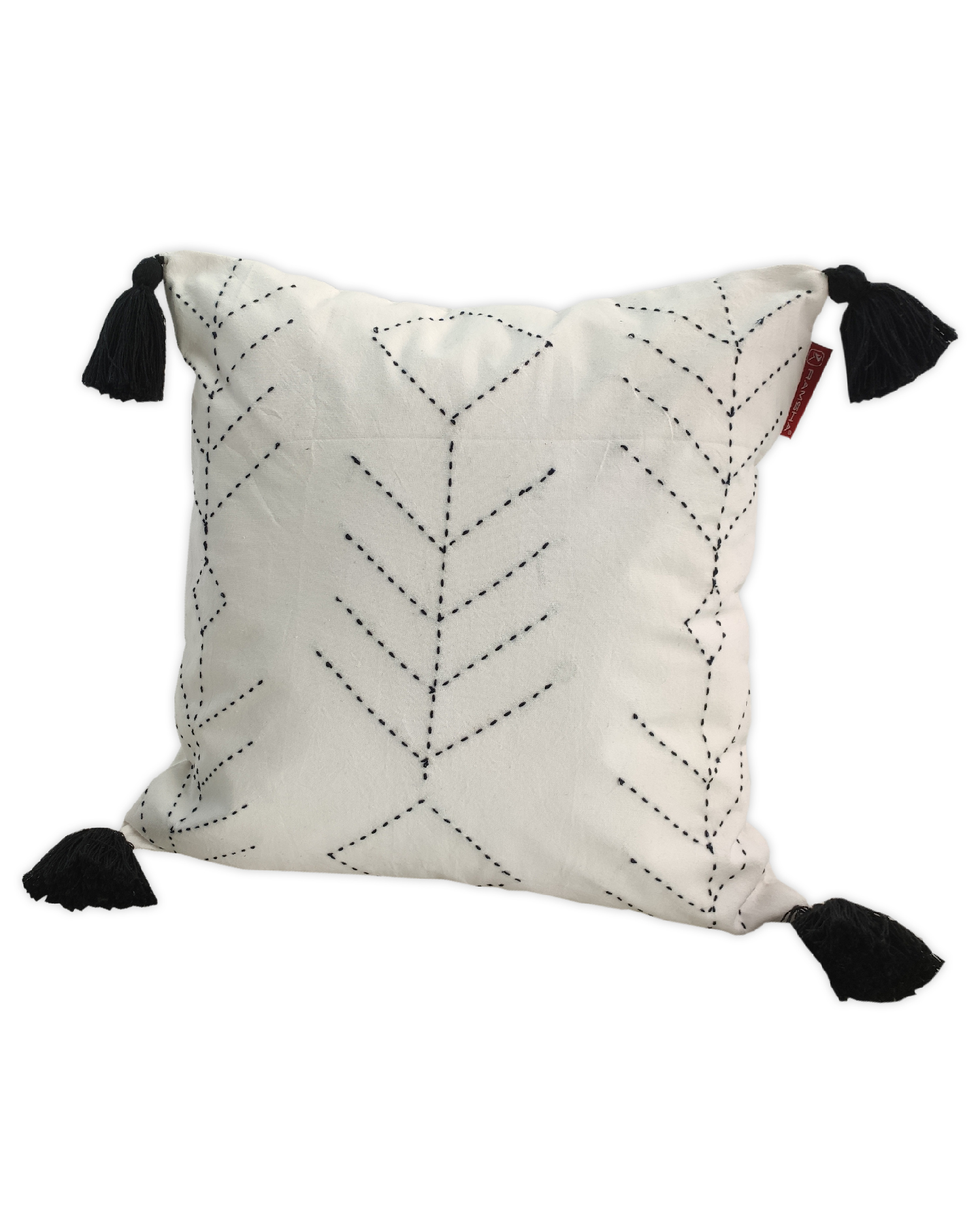 16643632064010 White & Blue Color Cotton Cushion with Filler for Couch, Sofa, Floor - CS 191 (45x45cm) - الصورة 2