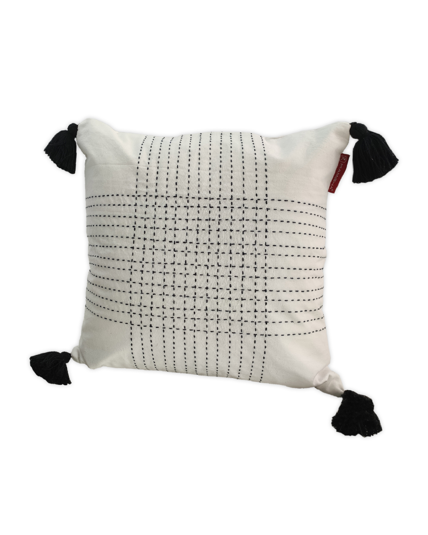 1664363229948 White & Blue Color Cotton Cushion with Filler for Couch, Sofa, Floor - CS 192 (45x45cm) - Image 2