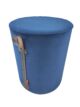 Handcrafted polyester pouf with leather handle PF-024 blue color By Ramsha Home