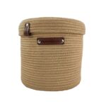 Stunning Beige Handmade Basket with Lid - BS 002 (22x22cm)