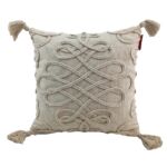 Natural Color Cotton Embroidery Cushion with Filler for Bed, Couch - CS 159 (45x45cm)