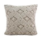 Natural White Color Cotton & Polyester Macrame Cushion - CS 169 (60x60cm)