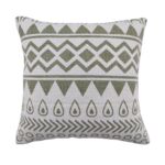 Light Green & White Color Cotton Cushion with Filler for Bedroom, Couch, Car - CS 183 (45x45cm)