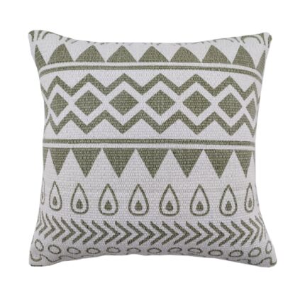 Light Green & White Color Cotton Cushion with Filler for Bedroom, Couch, Car - CS 183 (45x45cm)