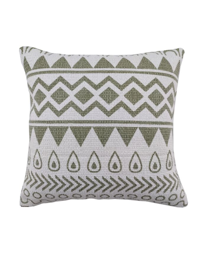 ⁦Light Green & White Color Cotton Cushion with Filler for Bedroom, Couch, Car - CS 183 (45x45cm)⁩ - الصورة ⁦1⁩