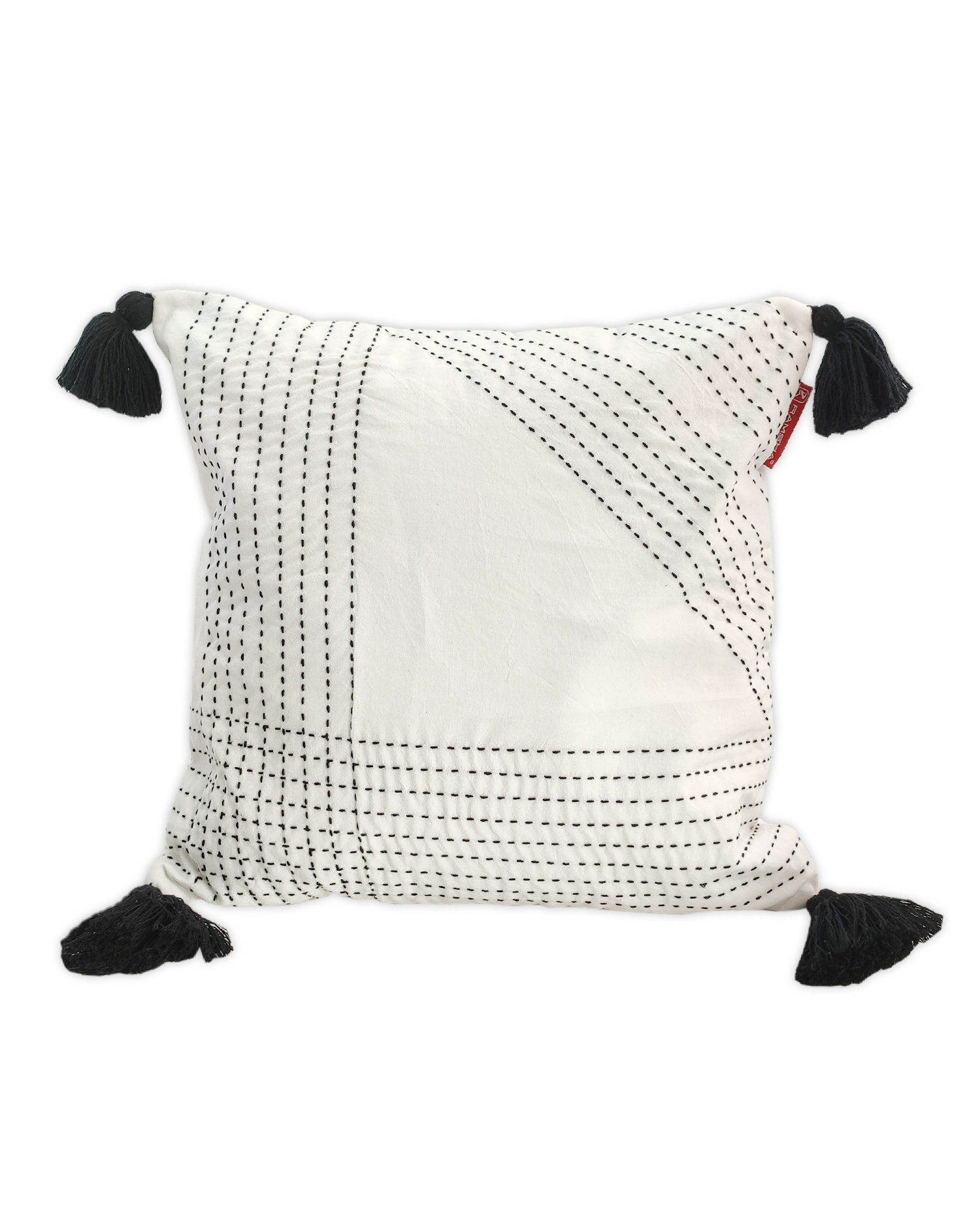1673693499_1664363120052 White & Blue Color Cotton Cushion with Filler for Couch, Sofa, Floor - CS 190 (45x45cm) - الصورة 1