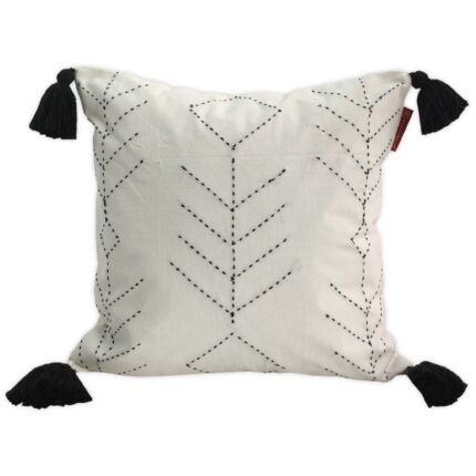 White & Blue Color Cotton Cushion with Filler for Couch, Sofa, Floor - CS 191 (45x45cm)