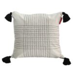 White & Blue Color Cotton Cushion with Filler for Couch, Sofa, Floor - CS 192 (45x45cm)