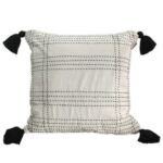 White & Blue Color Cotton Cushion with Filler for Couch, Sofa, Floor - CS 193 (45x45cm)