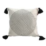 White & Blue Color Cotton Cushion with Filler for Couch, Sofa, Floor - CS 194 (45x45cm)