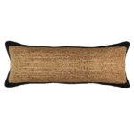 Natural & Black Color Jute and Cotton Cushion with Filler for Living Room, Hallway - CS 210 (30x90cm)