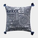 Stylish blue tassel cushion CS-239