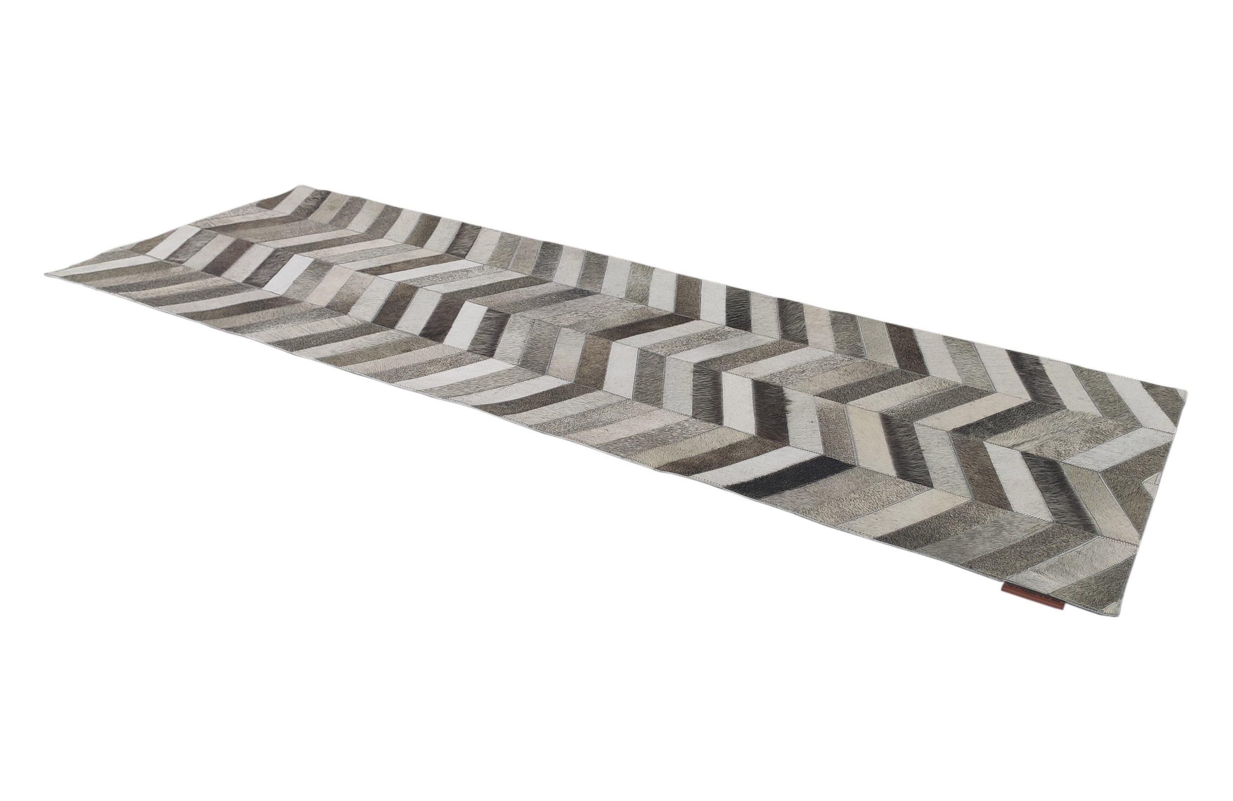 Grey Color Dining Room Decor Leather Rug LR 003 - Elegant 60x180cm Size Grey leather rug LR 003 for dining room decor, 60x180cm