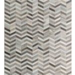 Elegant grey leather rug LR 003 for dining room, 200x300cm