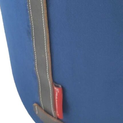 Blue polyester pouf with leather handle PF-024 for study room By Ramsha Home