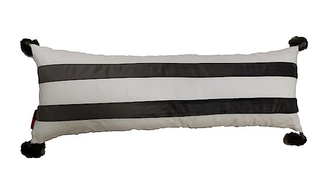 Polyester Cushion with Filler CS-139 Modern Cushion with Tassel for Window Seat, Cafe White and Grey Color 30X90cm by Ramsha Home Polyester cushion CS-139 with tassel for window seat, cafe white and grey color 30X90cm by Ramsha Home