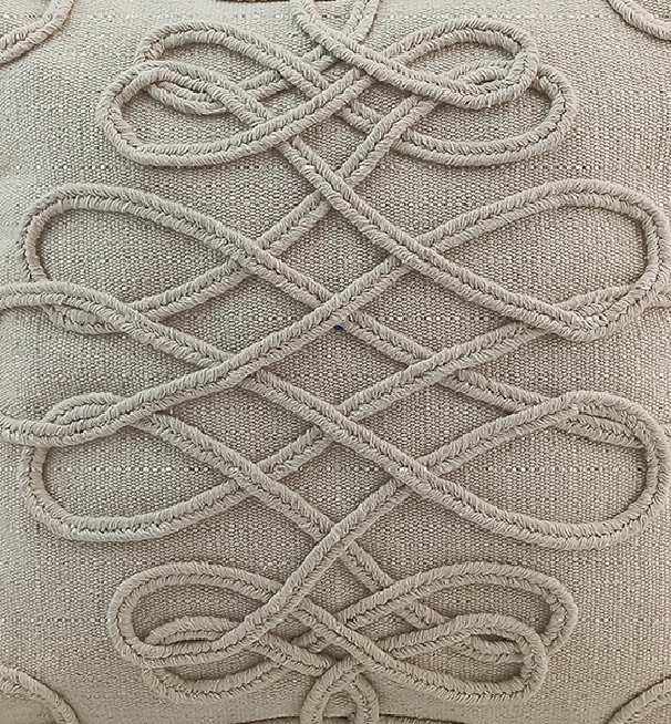 2267 Natural Color Cotton Embroidery Cushion with Filler for Bed, Couch - CS 159 (45x45cm) - Image 3