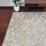 Versatile grey leather rug for dining and living areas LR 010 (300x400cm) by Ramsha Home