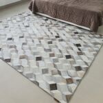 Elegant grey leather rug LR 001 for bedroom decor - 300x400cm by Ramsha Home