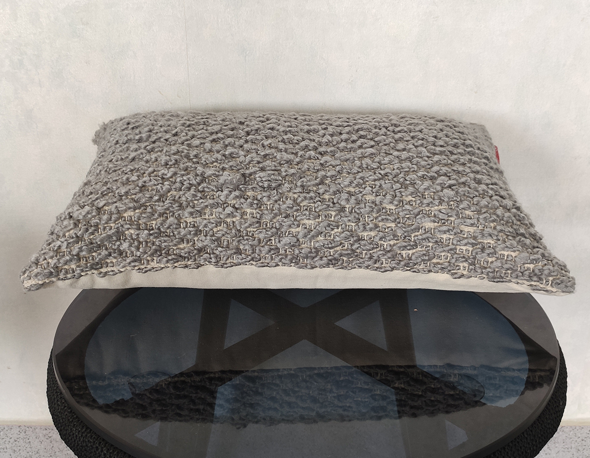 Polyester Cushion with Filler CS-254: Decorative Woven Comfort for Indoor and Outdoor Spaces Polyester cushion with filler CS-254, decorative woven design, grey color 30x50cm for indoor use by Ramsha Home.