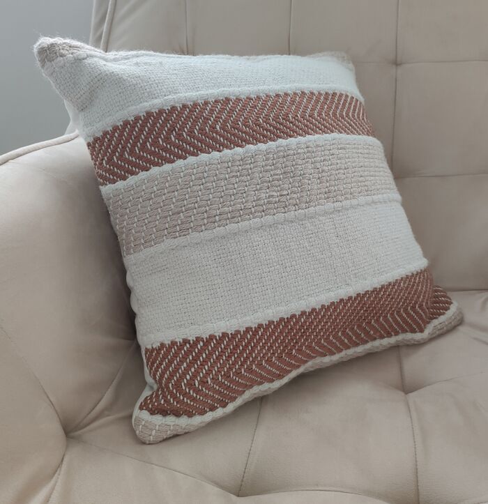 Stylish multi-color polyester cushion CS-253 with filler, home decor woven for sofas and beds by Ramsha Home.