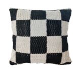 Black & White Polyester Cushion with Filler for Balcony, Couch, Floor - CS 255 (45x45cm)