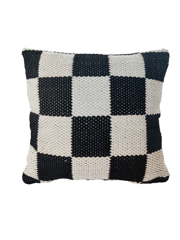 ⁦Black & White Polyester Cushion with Filler for Balcony, Couch, Floor - CS 255 (45x45cm)⁩ - الصورة ⁦1⁩