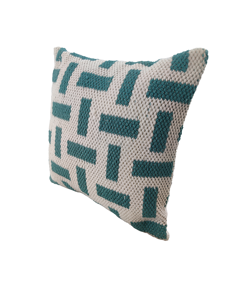 45 Light Blue & Cream Color Polyester Cushion with Filler for Hallway, Office - CS 256 (45x45cm) - الصورة 2