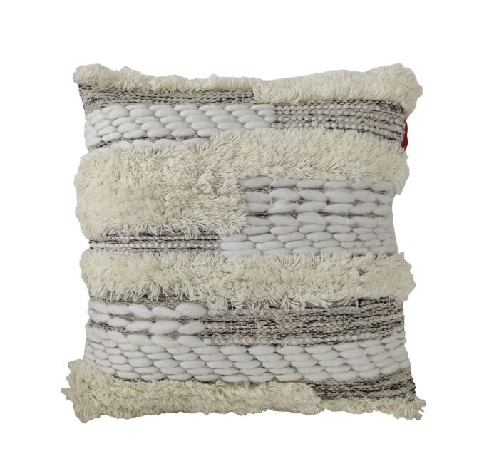 Decorative woven cushion CS-280, wool and cotton filler, natural color, 60X60cm