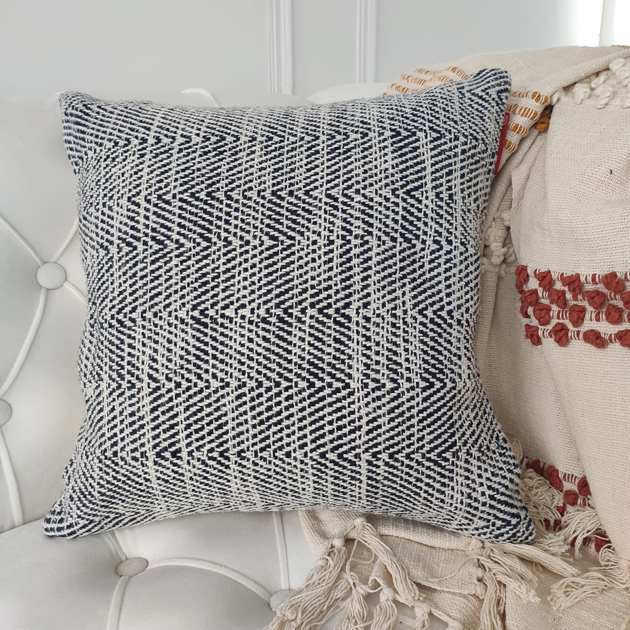 Stylish Blue Indoor and Outdoor Cushion CS-248 - Modern Design, 45x45cm Modern blue woven cushion CS-248 for indoor and outdoor spaces, 45x45cm