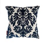 Embroidery cotton cushion with filler navy blue and white color 45X45cm