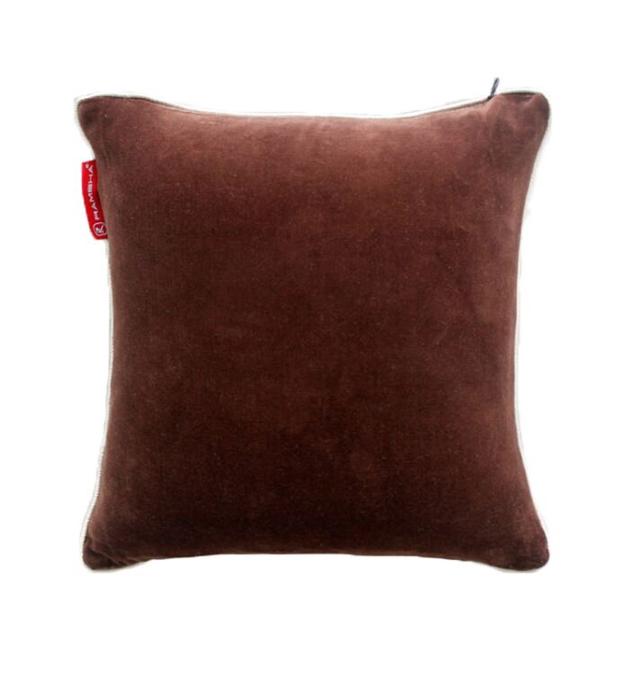 ⁦Brown Color Velvet Cushion with Filler for Hallway, Sofa, Cafe - CS 233 (55x55cm)⁩ - الصورة ⁦1⁩